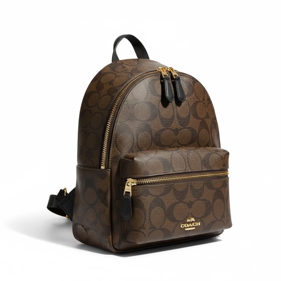 Coach Handbags - Coach Brown Signature Logo Mini Backpack with Gold Hardware
